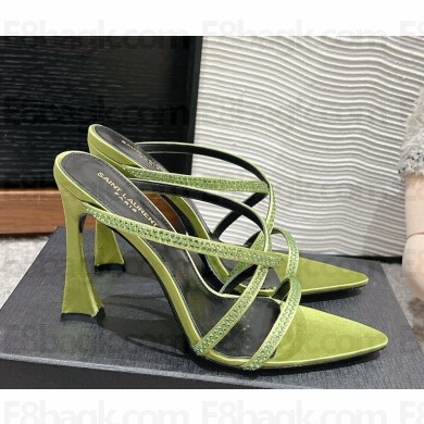 Saint Laurent sandals in satin with crystals green 2025