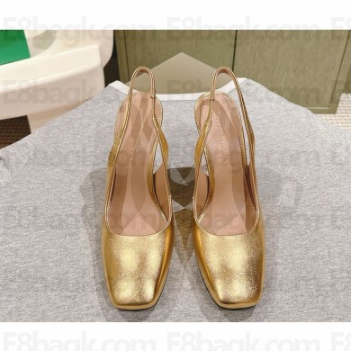 Bottega Veneta  Knot Pump Leather slingback pump with gold finished metal knot heel gold 2024