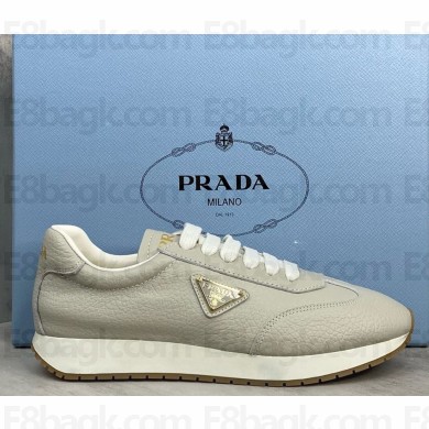 Prada women/men enamel logo leather sneakers grey 1121-2024
