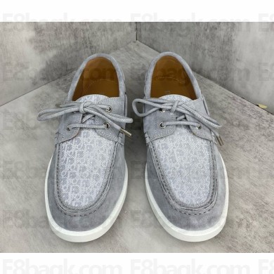 Dior Granville Boat Shoe Dior Gray Suede and Dior Oblique Jacquard 2024