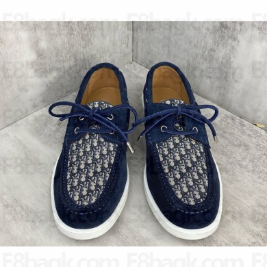 Dior Granville Boat Shoe Blue Suede and Blue Dior Oblique Jacquard 2024