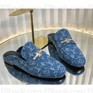 Louis Vuitton flat mules blue denim 2025