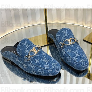 Louis Vuitton Upper Case Flat Open Back Loafer blue denim 2025