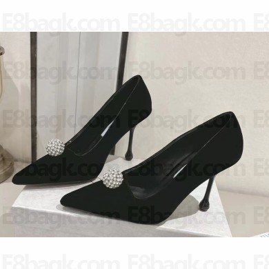 Jimmy choo Crystal Orb Velvet Pumps black heel 10cm 2025