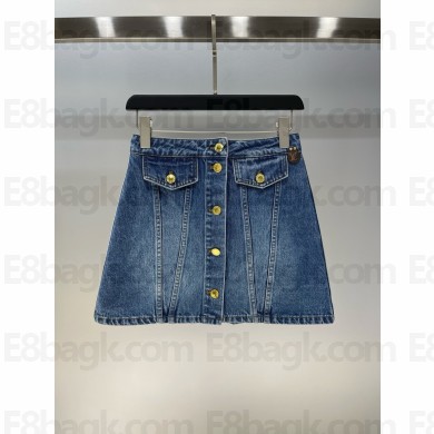 LOUIS VUITTON Button Front Denim Mini Skirt 1AGOTP 2025