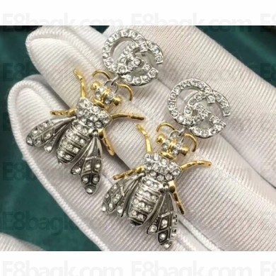 Gucci Crystal Earrings With Bee