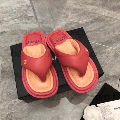 Chanel Lambskin Thong Beach Sandals Mules Fuchsia 2022