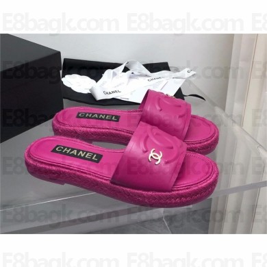 Chanel CC LOGO CALFSKIN MULES G39778 rose purple 2023