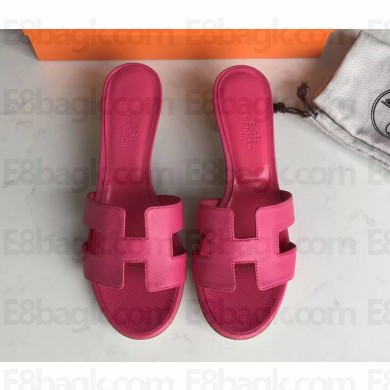 Hermes Heel 5cm Oasis Slipper Sandals in epsom Leather rosy