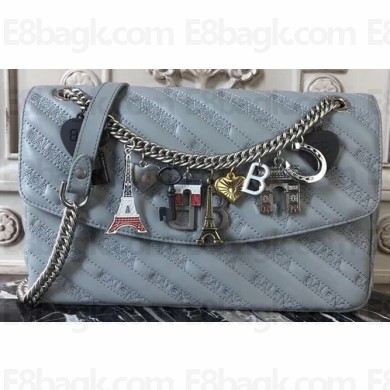 Balenciaga BB Round M Charms Bag Light Blue 2018
