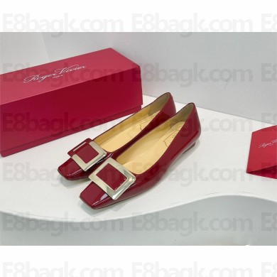 Roger Vivier Belle Vivier Metal Buckle Ballerinas in Patent Leather red 2023