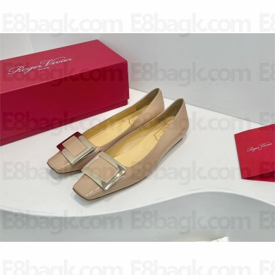 Roger Vivier Belle Vivier Metal Buckle Ballerinas in Patent Leather nude 2023