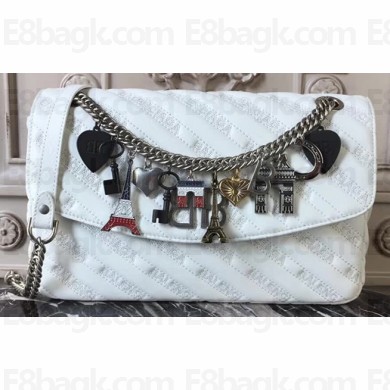 Balenciaga BB Round M Charms Bag White 2018