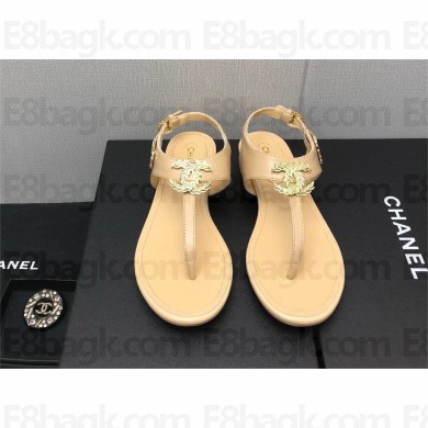 Chanel CC Thong Sandals BEIGE 2023