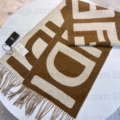 FENDI Brown and beige wool scarf 2023