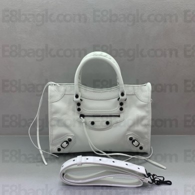 BALENCIAGA Le City Bag small in white calfskin with black hardware 2025