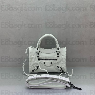 BALENCIAGA Le City Bag mini in white calfskin with black hardware 2025
