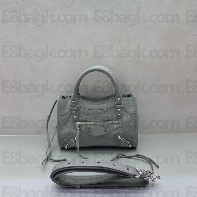 BALENCIAGA Le City Bag mini in gray calfskin with silver hardware 2025