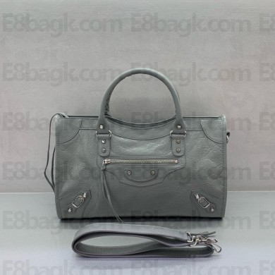 BALENCIAGA Le City Bag Medium in gray calfskin with silver hardware 2025