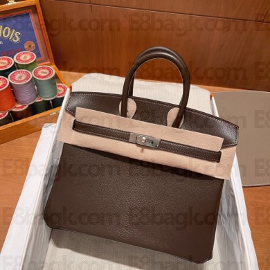 Hermes Birkin 25cm Bag rouge sellier in mysore Leather handmade