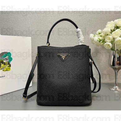 Prada Medium Saffiano Leather Panier Bag 1BA212 BLACK 2024