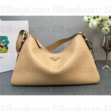 Prada Aimée large leather shoulder bag 1Bc228 nude 2024