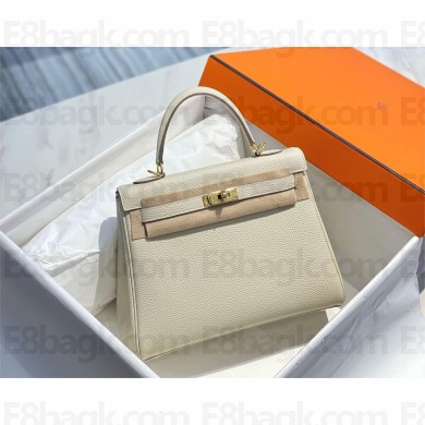 Hermes Kelly 25 Bag In togo Leather CRAIE with gold hardware