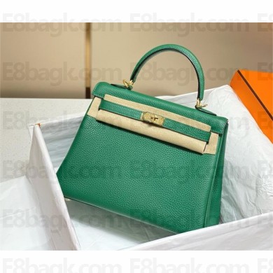 Hermes Kelly 25 Bag In togo Leather VERT VERTIGO with gold hardware