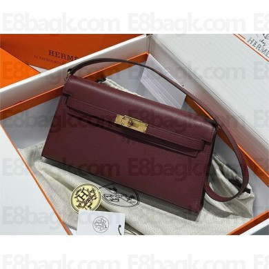 Hermes Kelly Elan Bag In epsom Leather burgundy with gold hardware