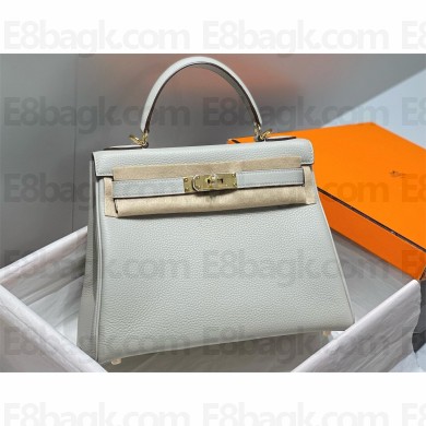 Hermes Kelly 25 Bag In togo Leather pearl gray with gold hardware