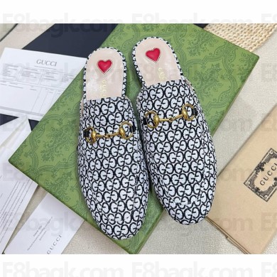 Gucci Ivory and black GG canvas jacquard Princetown slipper 779241 2024