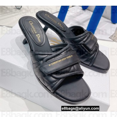Dior Dio(r)evolution Heeled Slides in Quilted Cannage Calfskin Black 2022