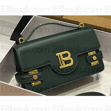 balmain b-buzz 24 shoulder bag in smooth leather dark green 2024