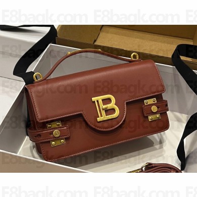 balmain b-buzz 24 shoulder bag in smooth leather burgundy 2024