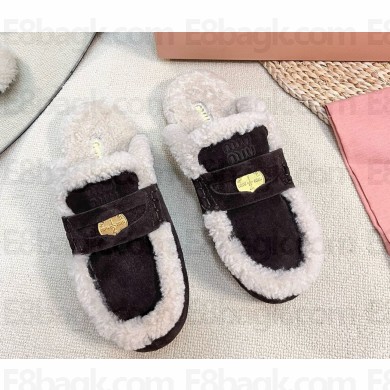 Miu Miu suede leather mules coffee 1109-2024