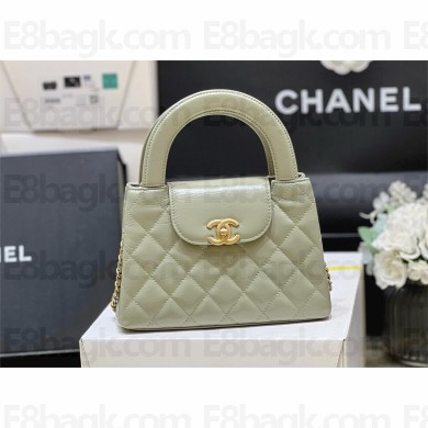 Chanel Shiny Aged Calfskin Mini Shopping Bag AS4416 army green 2024 (ORIGINAL QUALITY)