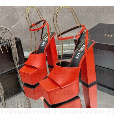 Versace Heel 14cm Platform 5cm Platform Sandals calfskin red 2025