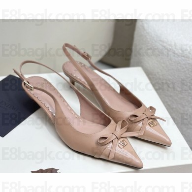 Valentino Garavani heel 4cm VLOGO SIGNAI slingback pumps calfskin with bow nude pink 2025
