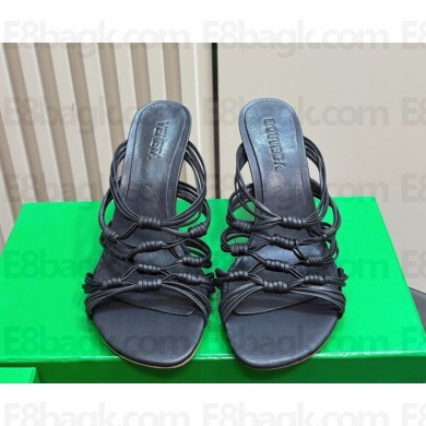 Bottega Veneta heel 9.5cm woven sheepskin sandals black 2024