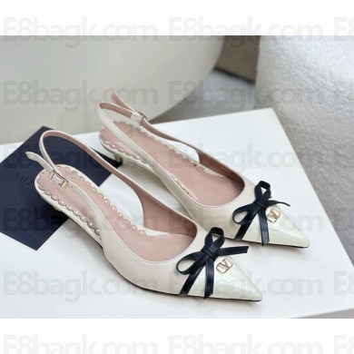 Valentino Garavani heel 4cm VLOGO SIGNAI slingback pumps calfskin with bow white 2025