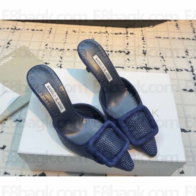 Manolo Blahnik Maysale 70 Mules knit blue 2025