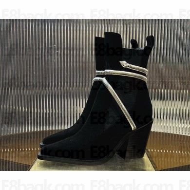 Rene Caovilla 80mm suede ankle boots black/silver 2024