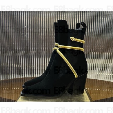 Rene Caovilla 80mm suede ankle boots black/gold 2024