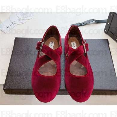 Alaïa CRISS CROSS BALLET FLATS velvet red 2025