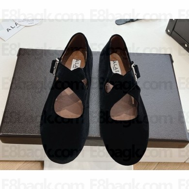 Alaïa CRISS CROSS BALLET FLATS velvet black 2025