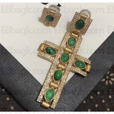 Gucci Small Asymmetrical Earrings with Cabochon Stones 2019