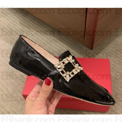 Roger Vivier Viv' Driver Strass Buckle Loafers in patent Leather black 1029-2024