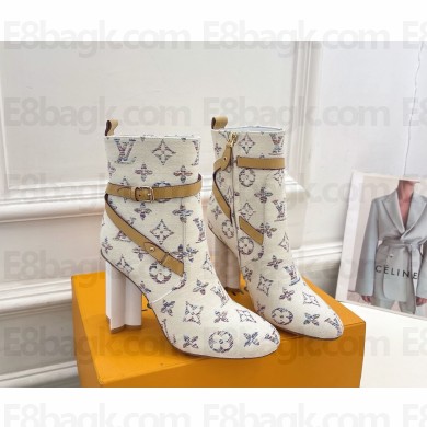 Louis Vuitton LV Remix Silhouette Ankle Boot denim white heel 10cm 2024