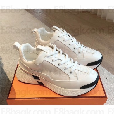 hermes women's/men's just leather sneaker in white  2024