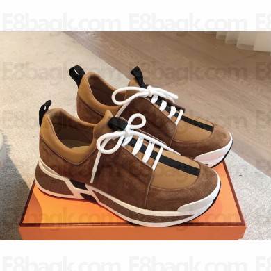 hermes women's/men's just sneaker suede goatskin in brown 2024
